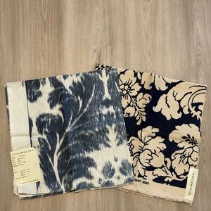 Schumacher Navy and Cream Floral Fabric